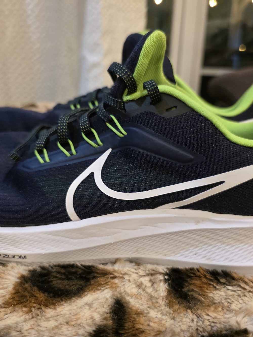 Seatle SEAHAWKS Nike Mens Sneakers in Navy and Neon Green with White Swoosh
